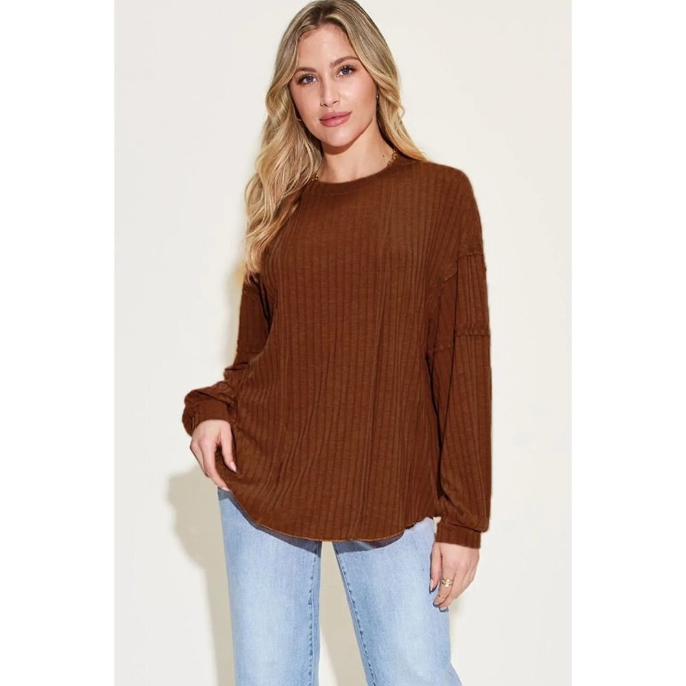 Basic Bae Full Size Ribbed Round Neck Long Sleeve… - image 2